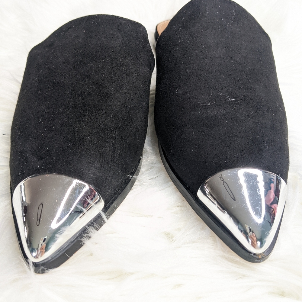 ASOS Suede Mona Black Mule Pointed Cap Toes - Picture 6 of 7